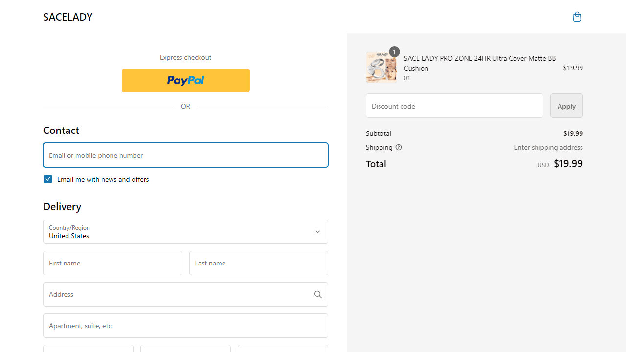 How to apply Sace Lady coupon code